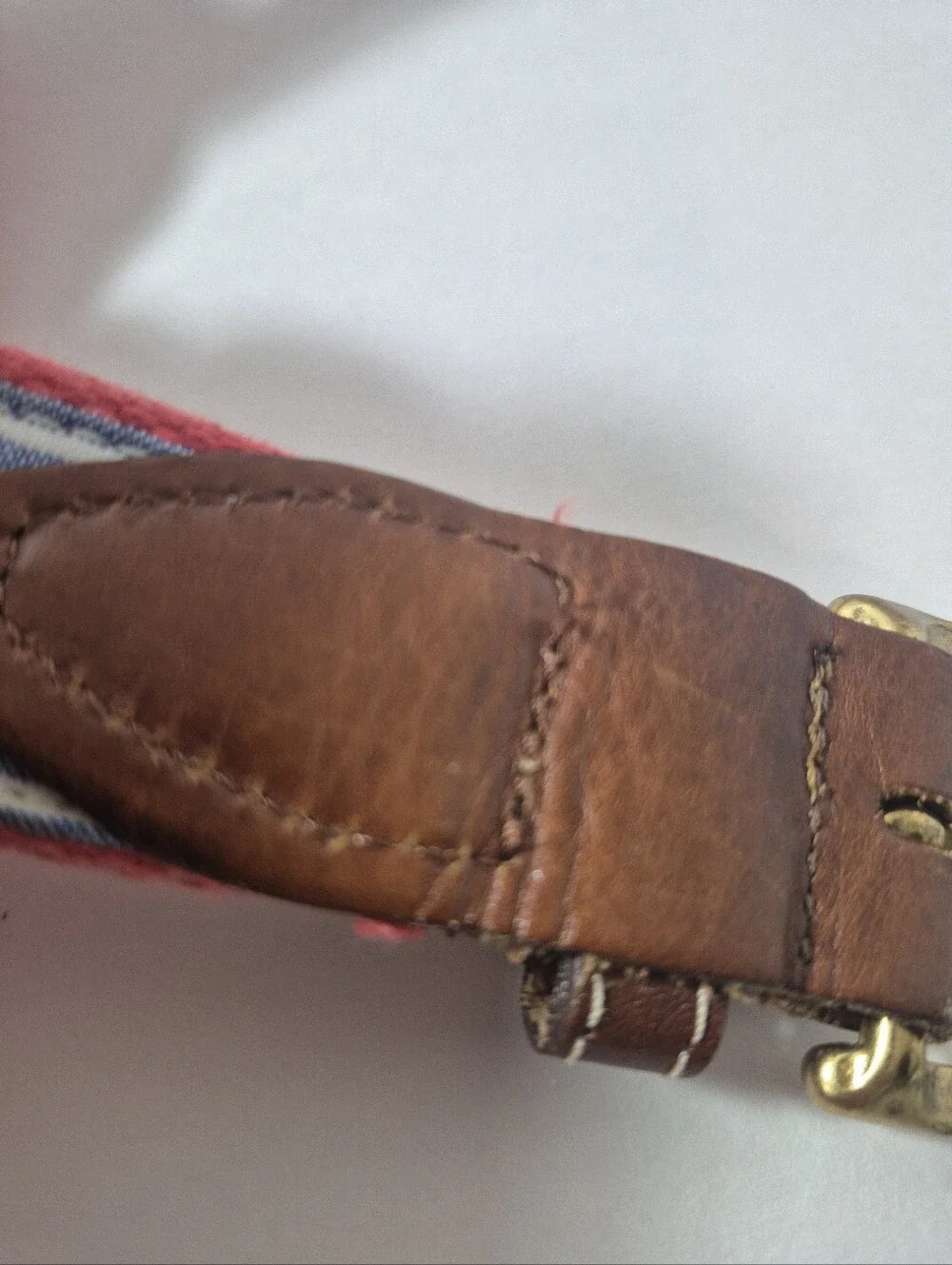 Bird Dog Bay Men’s Blue/Pink Embroidered Belt 34/35  Brass